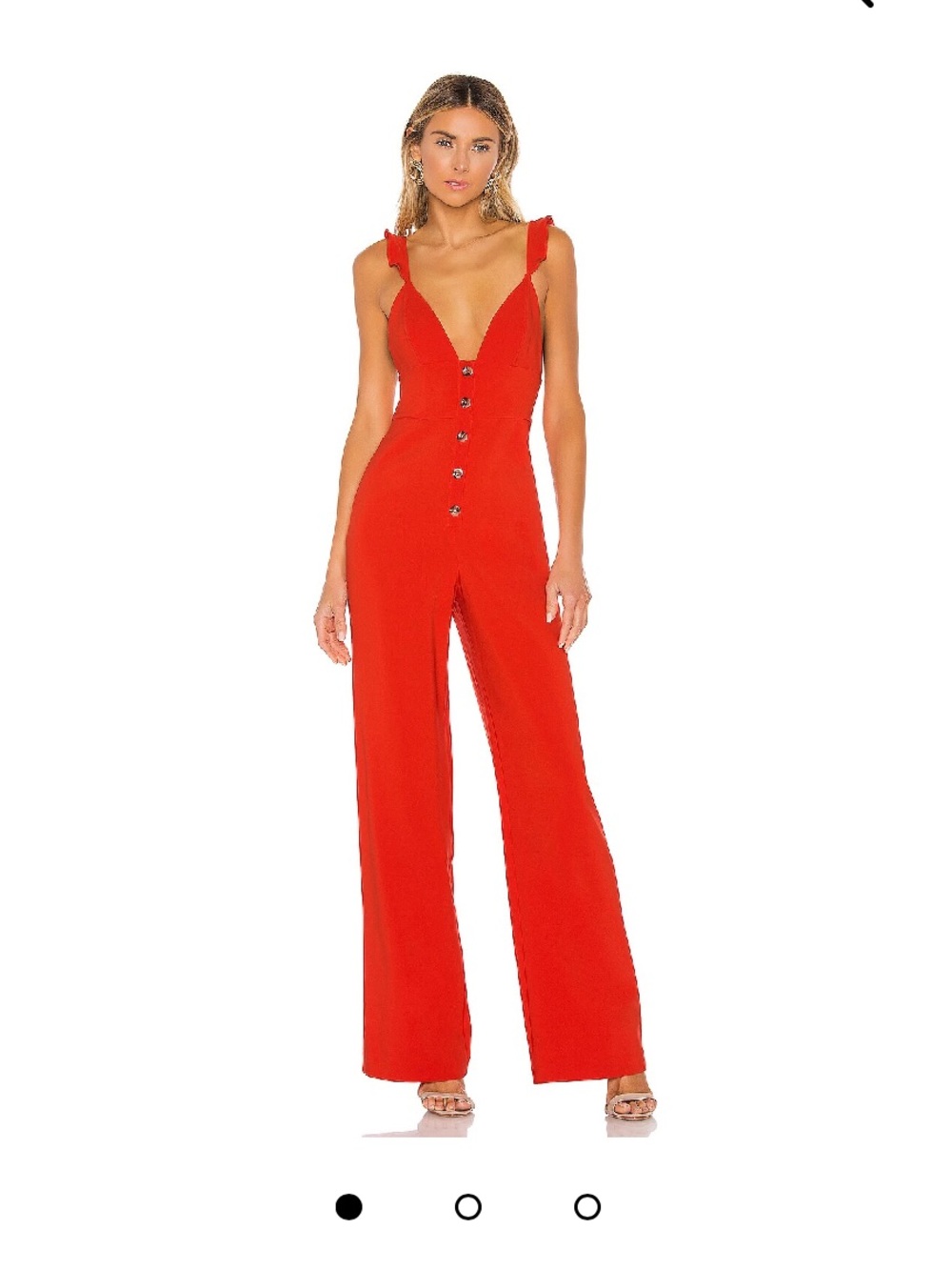 Lovers + Friends Vibrant Red Button-Front Wide-Leg Jumpsuit